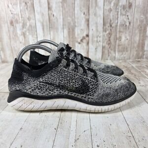 Nike Free RN Flyknit 2018 Womens Running Shoes Black White 942839-101 Size 9